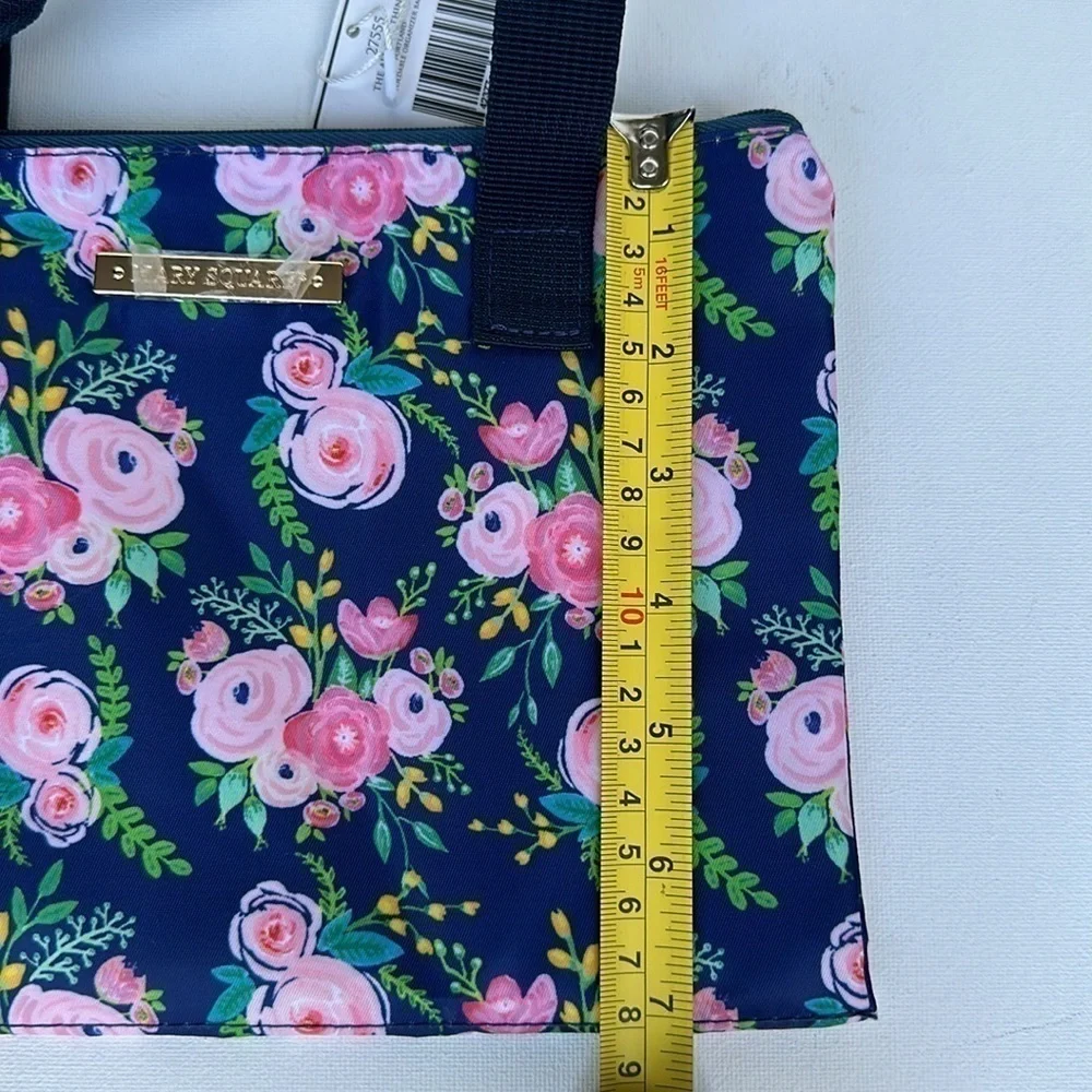 Mary Square Foldable Organizer Bag with button closure in navy